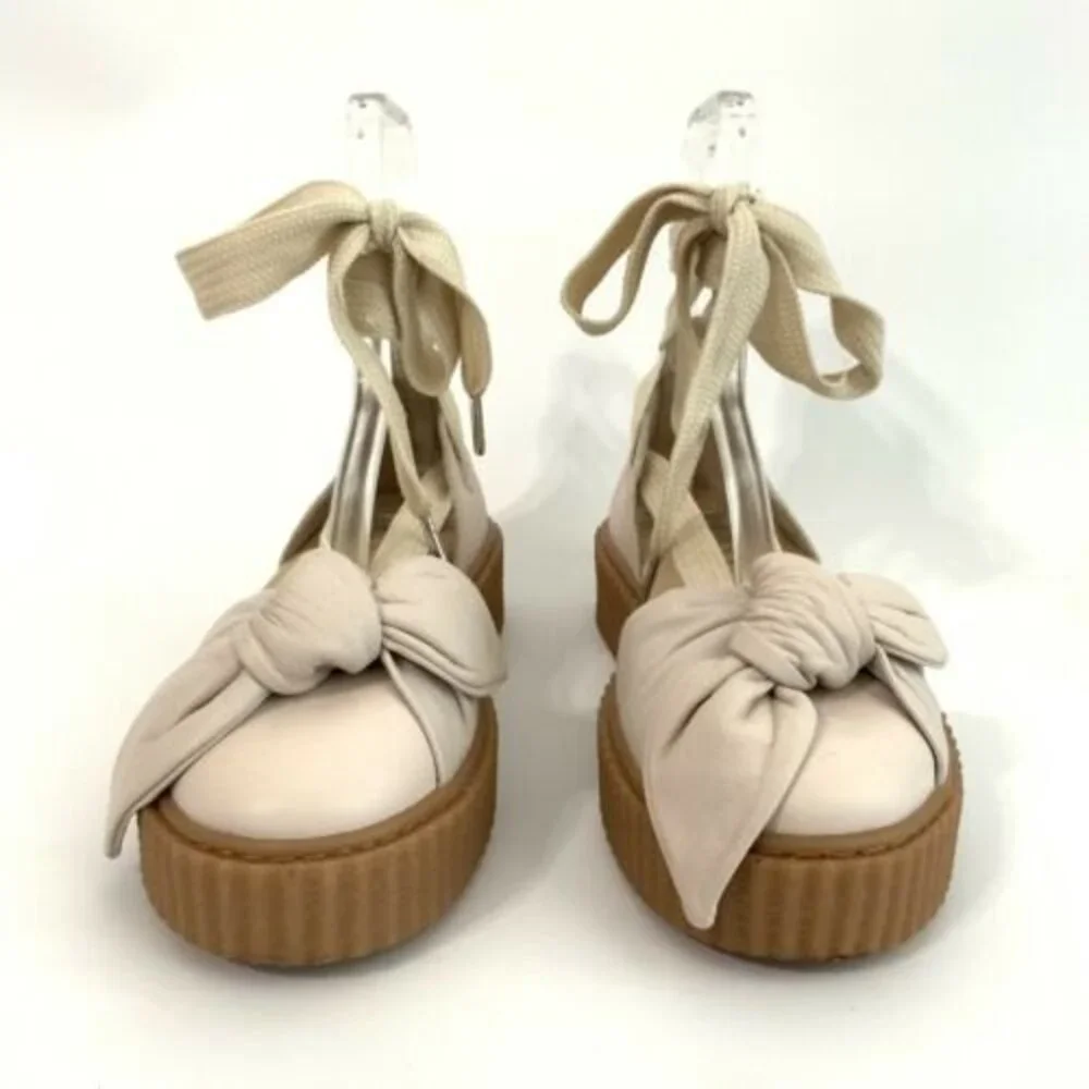 Fenty Puma by Rihanna Leather Bow Front Platform Creeper Sandals 7.5